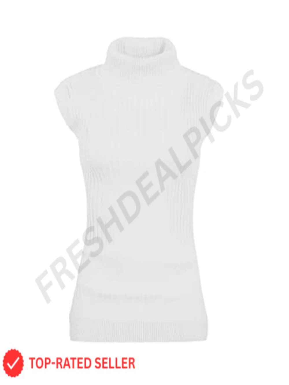 Sleeveless High Neck Turtleneck Stretchable Knit Sweater Top
